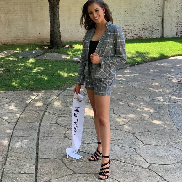 White House Black Market Gray Plaid Romper